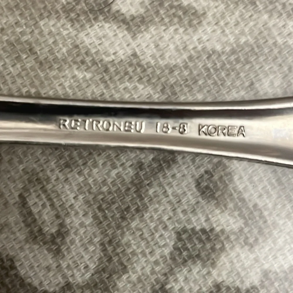2 Retroneu stainless steel‎ tablespoons 18-8 Korea flower pattern